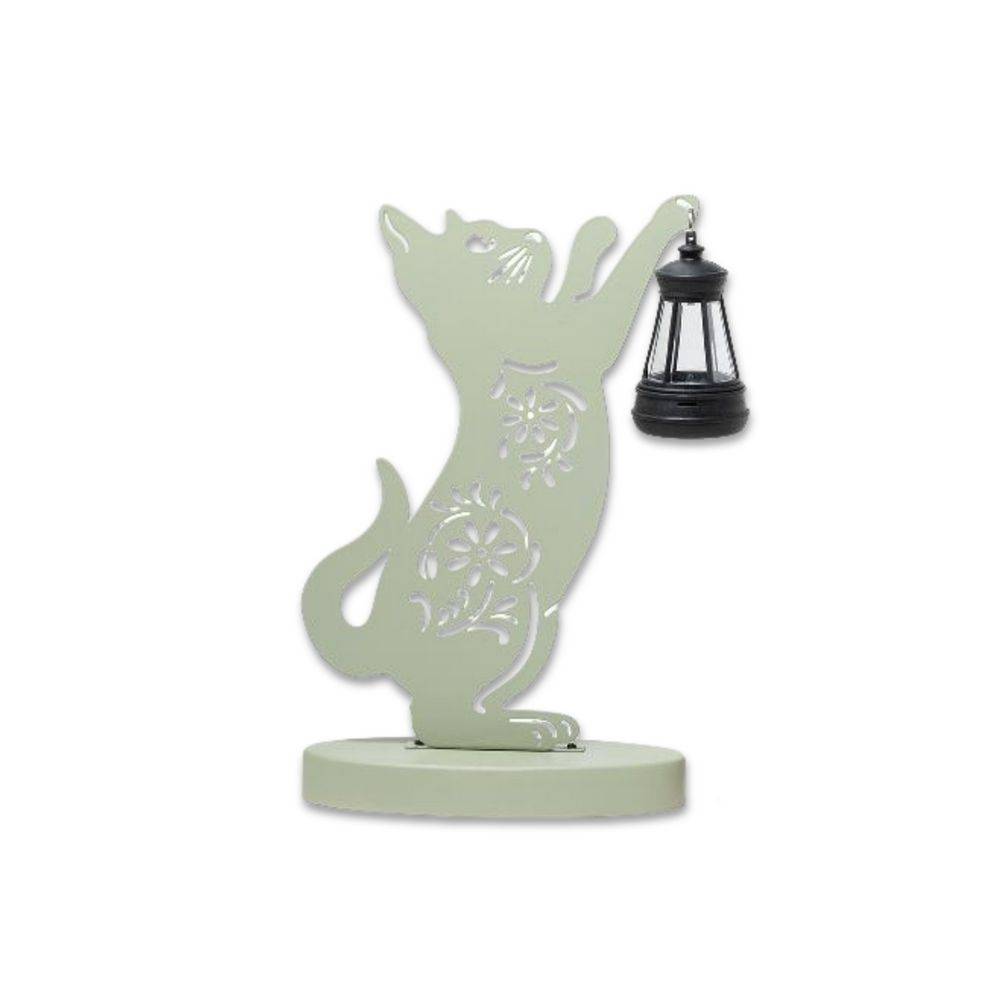 Luce solare Gatto in Metallo da appoggio Verde