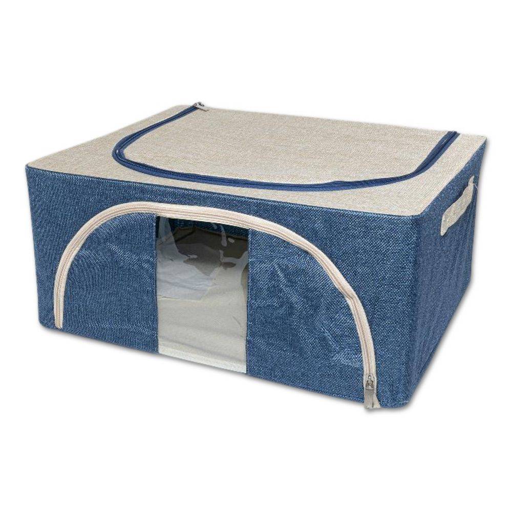 Organizer scatola Cambiostagione in Tessuto e Metallo Blu 50 x 40 x 22