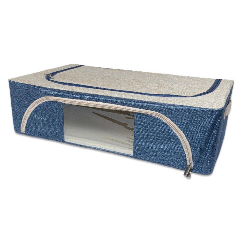 Organizer scatola Cambiostagione in Tessuto e Metallo Blu 60 x 40 x 16
