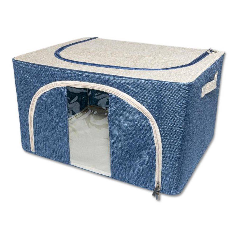 Organizer scatola Cambiostagione in Tessuto e Metallo Blu 50 x 40 x 28