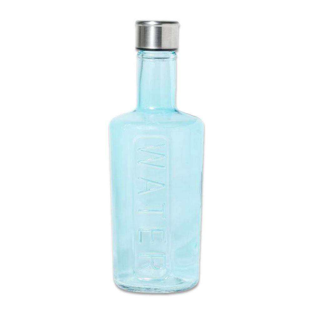 Bottiglia in Vetro con Tappo in Acciaio 1L Azzurra