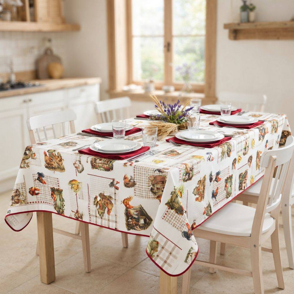 Tovaglia antimacchia Galline 150 x 150