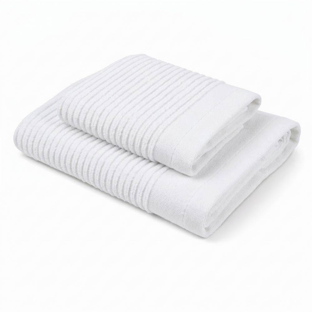 Coppia Asciugamani in Spugna Boutique Bianco Personalizzato