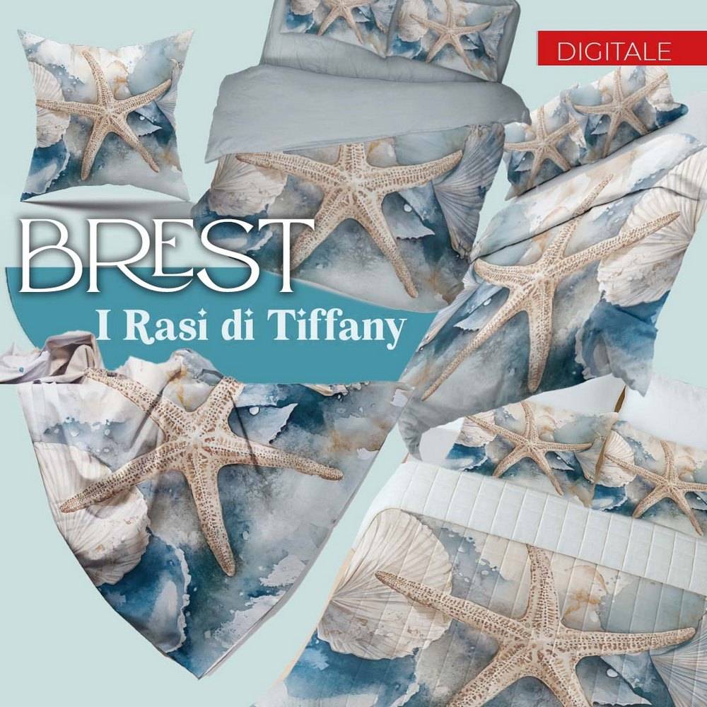 Completo Lenzuola copriletto Brest in Raso di puro cotone Matrimoniale