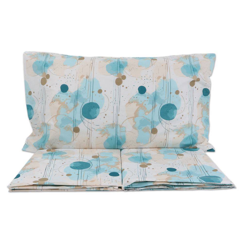 Completo Lenzuola Style Inciso Azzurro Matrimoniale