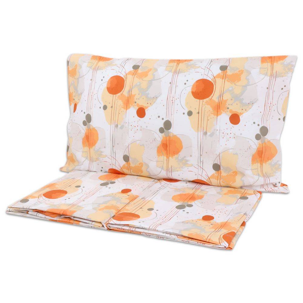 Completo Lenzuola Style Inciso Arancio Matrimoniale