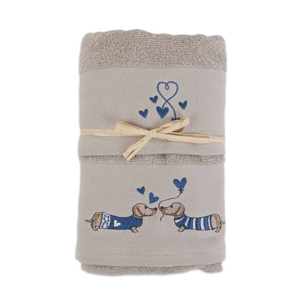 Coppia asciugamani Ricamati Tortora Bassotti Blu