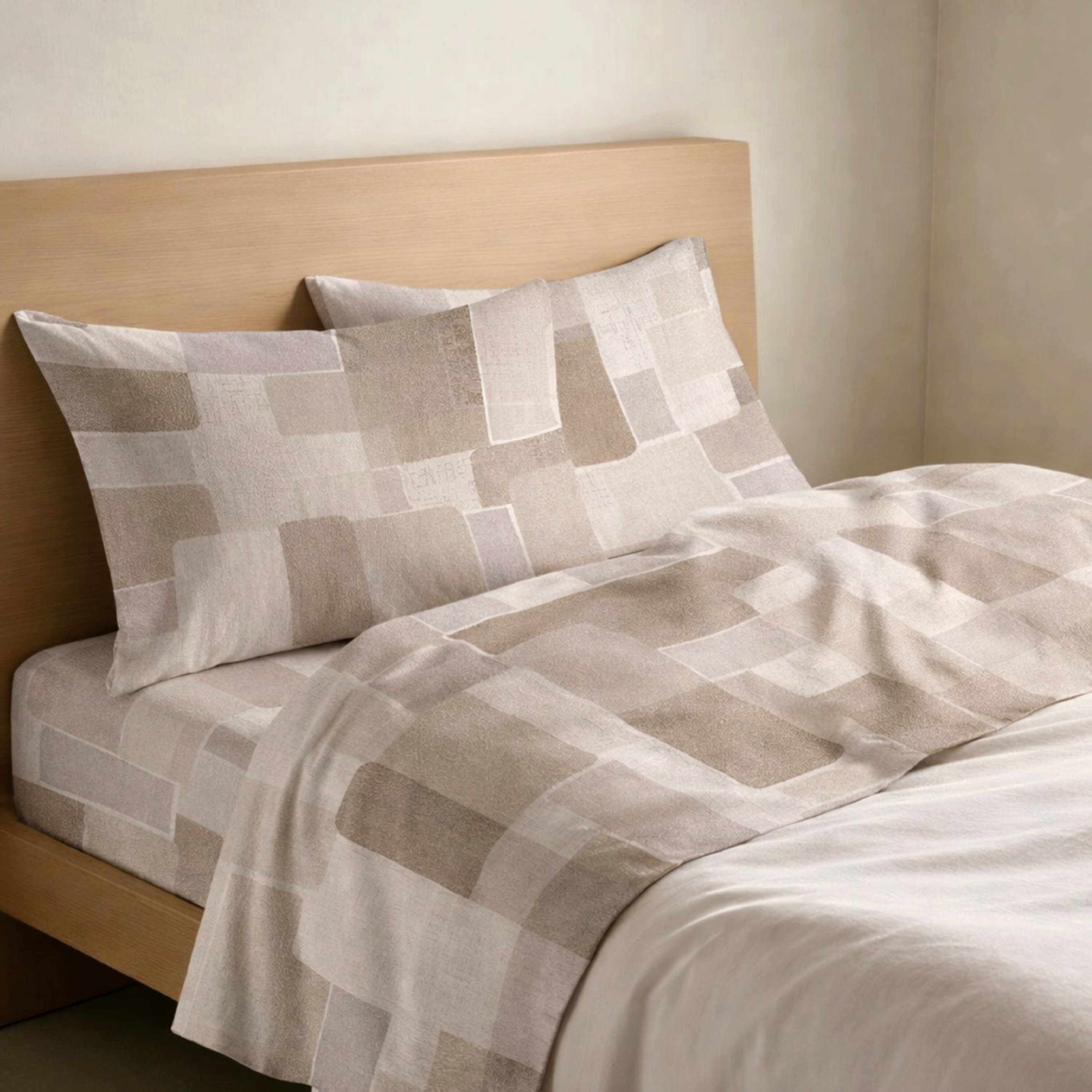 Completo Lenzuola Brick Beige Matrimoniale