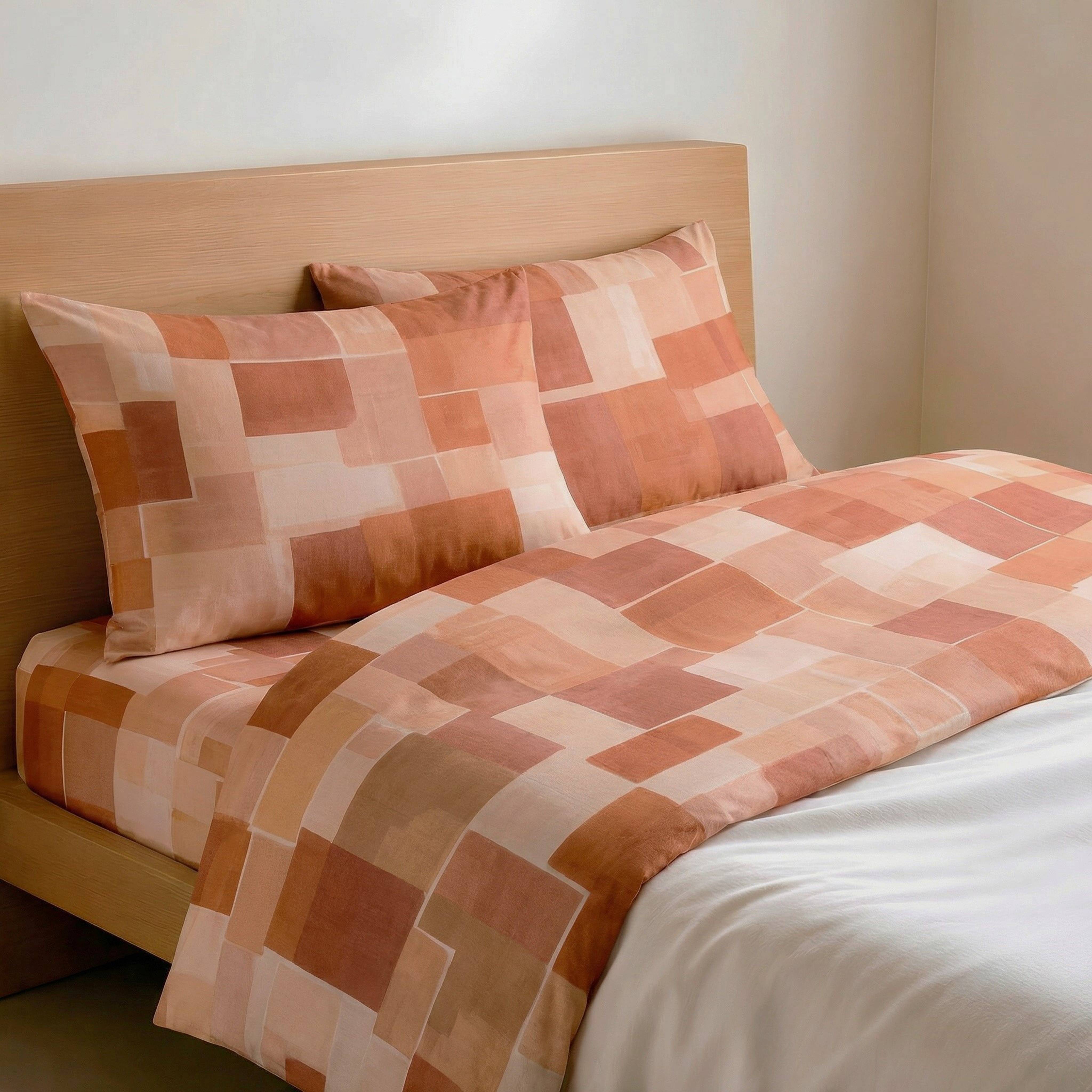 Completo Lenzuola Brick Arancio Matrimoniale