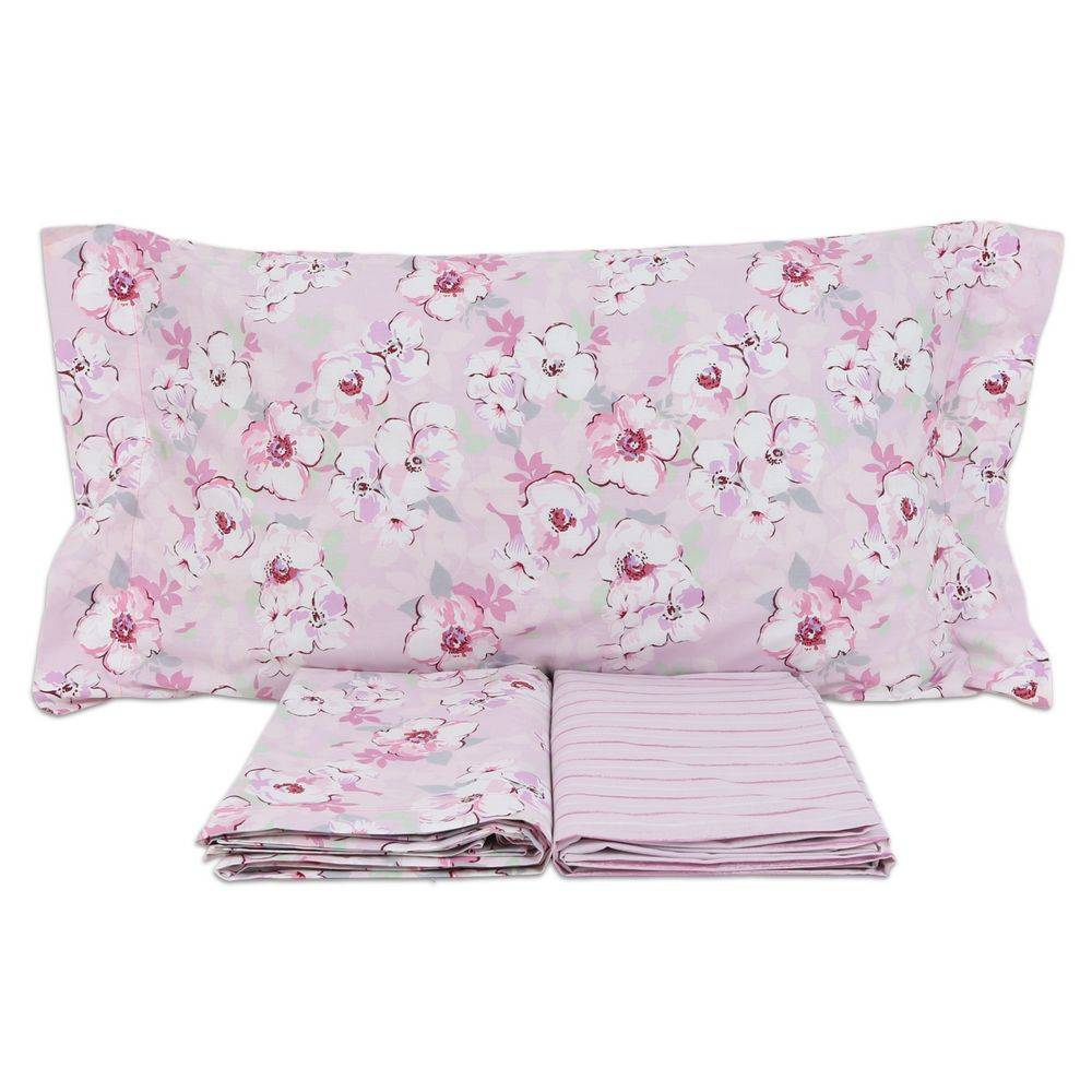 Completo Lenzuola Fiori Indie Rosa Matrimoniale
