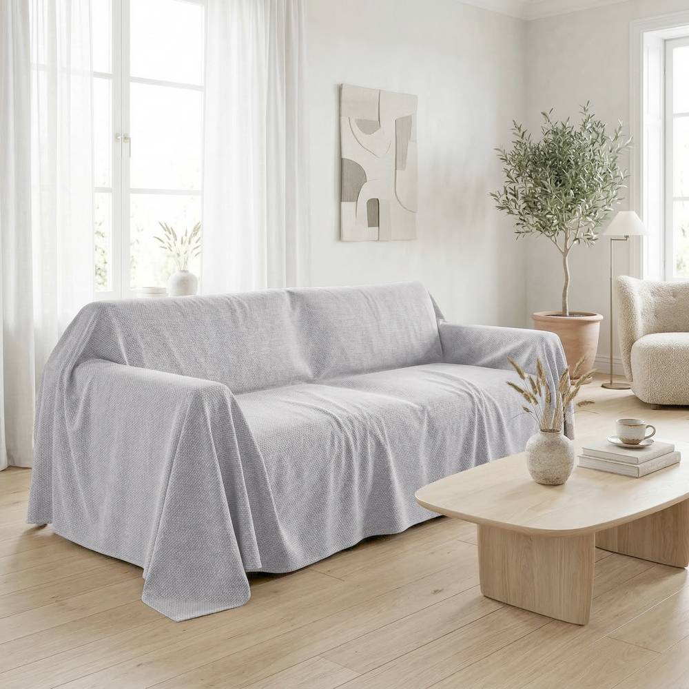 Copridivano Copriletto arredatutto in piquet Bon Bon Grigio Singolo