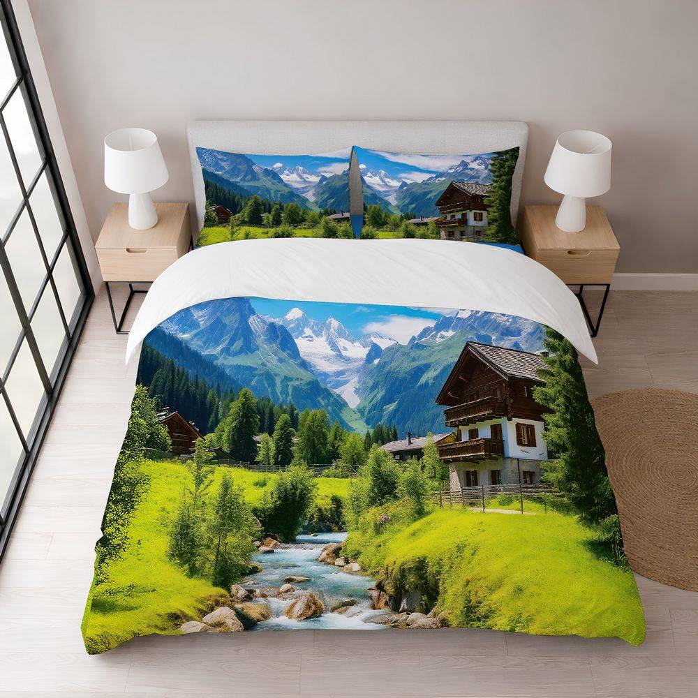  Parure Copripiumino Stampa digitale Ruscello Matrimoniale