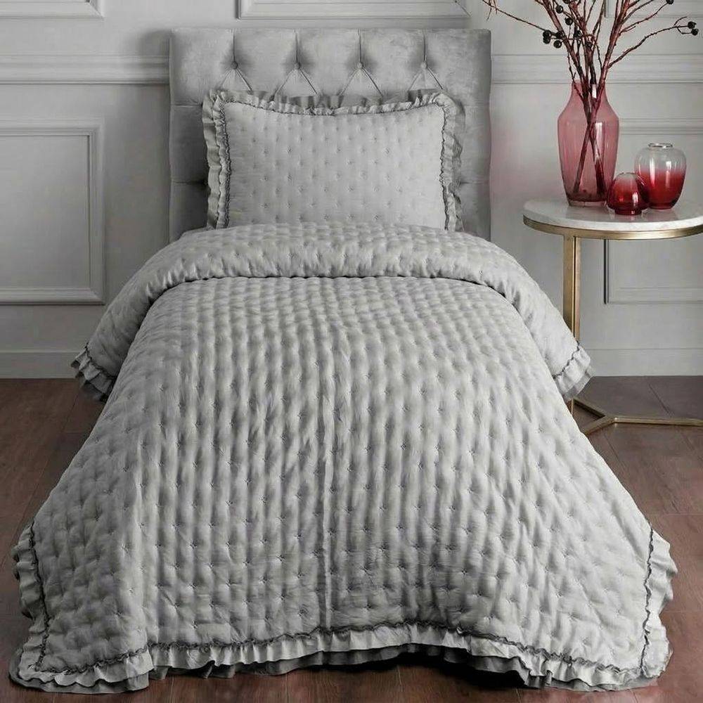 Copriletto Trapuntato Volant Quilt Lyon Perla singolo