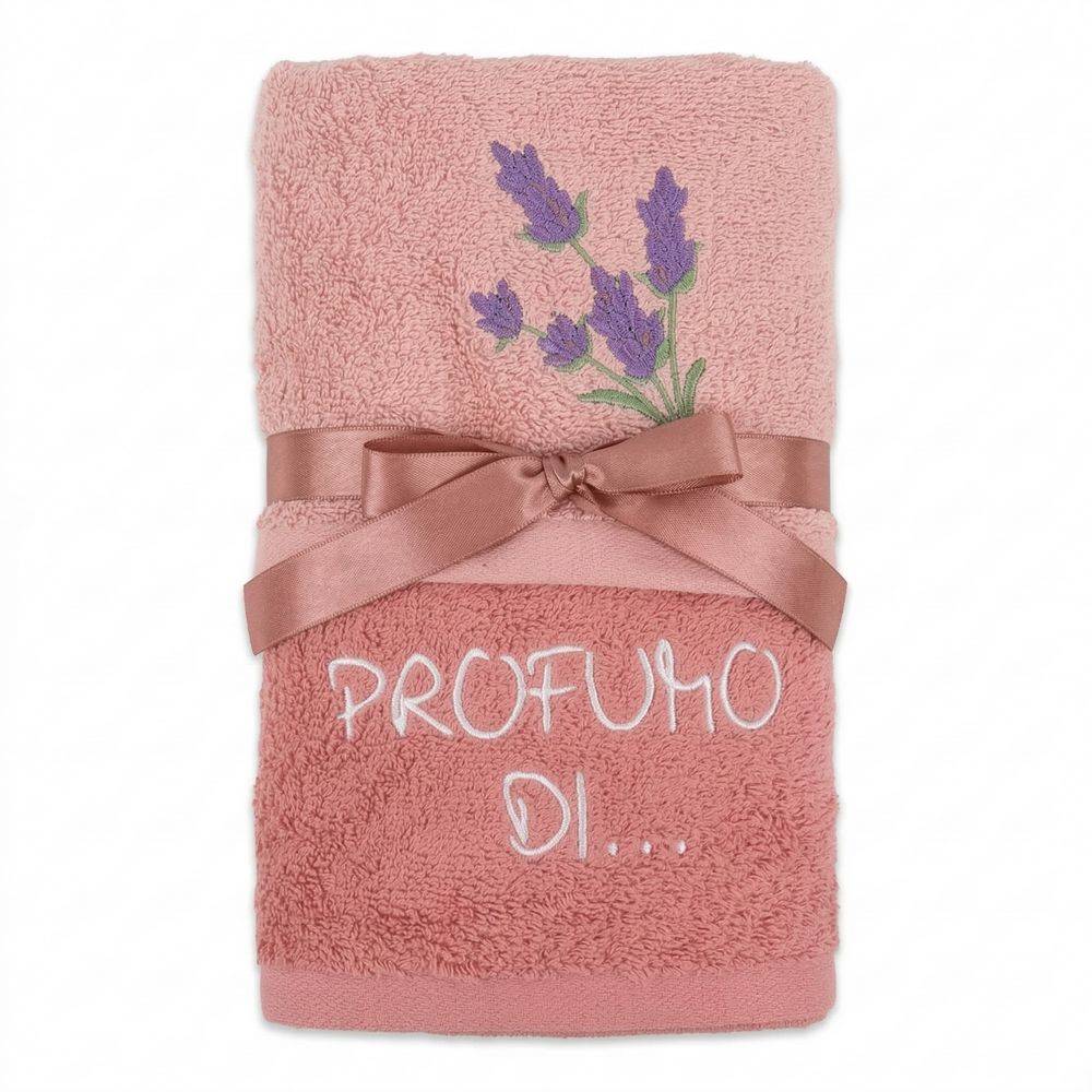 Coppia asciugamani Ricamati Profumo di... Rosa DIS. 24