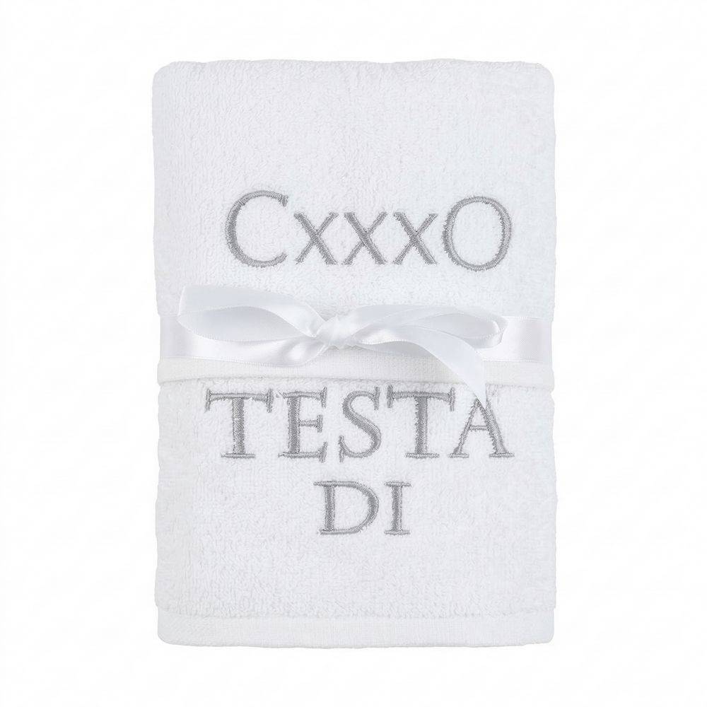 Coppia asciugamani Ricamati Testa di caxxo Bianco DIS. 17
