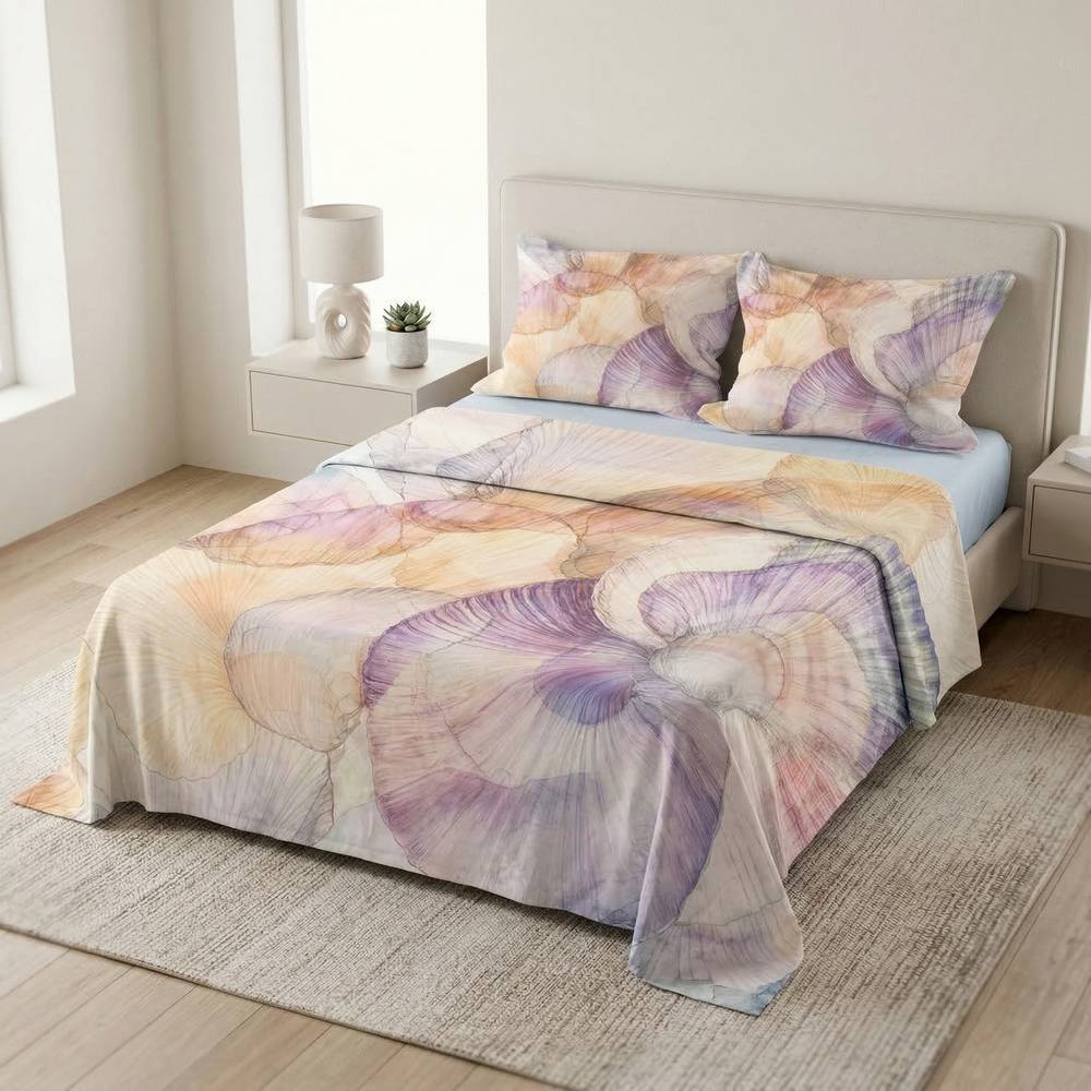 Completo Lenzuola copriletto Lully in Raso di puro cotone Matrimoniale