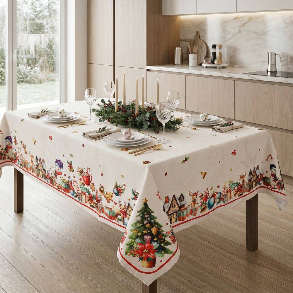 Tovaglia antimacchia Kiki XMAS Albero e Giocattoli 140 x 180