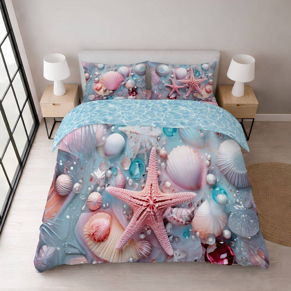 Lenzuolo copriletto con balza Stampa Stella Digitale Matrimoniale