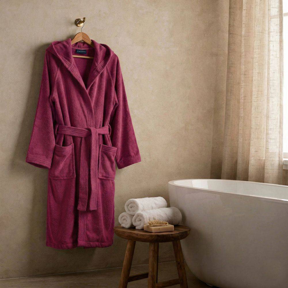 Accappatoio Con Cappuccio Caleffi in Spugna Minorca Azalea Personalizzato