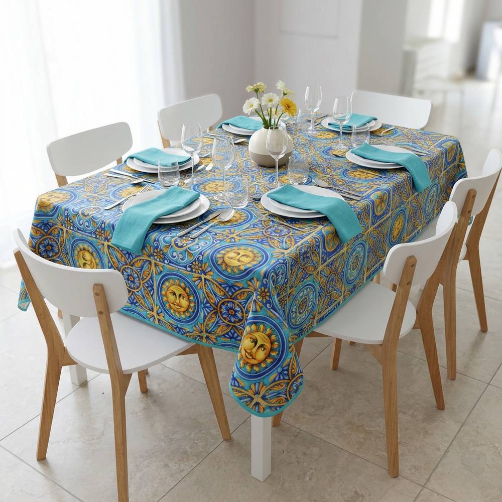 Tovaglia Antimacchia Splash Carmela Maiolica Acquamarina 140 x 180