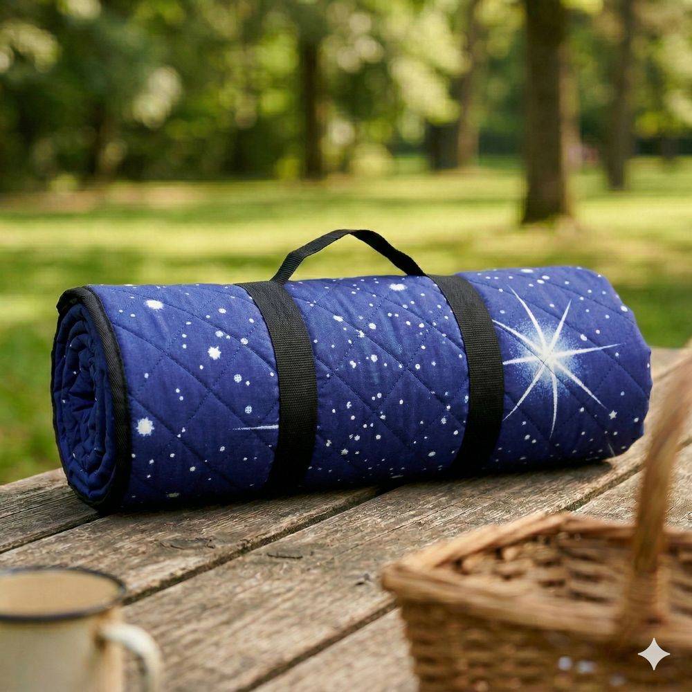 Telo Picnic Nicholas Blu Stelle 150x200 Pieghevole