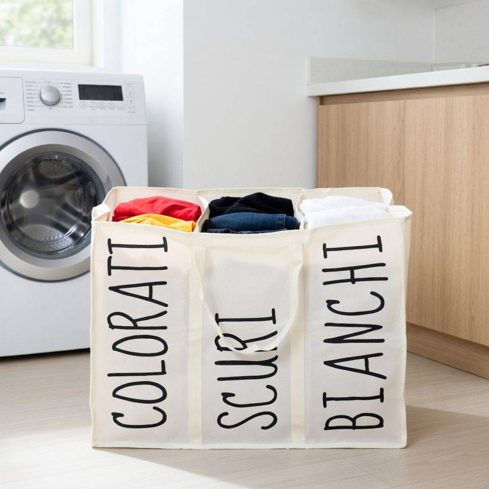Cesta Laundry 3 scomparti Sonia Panna