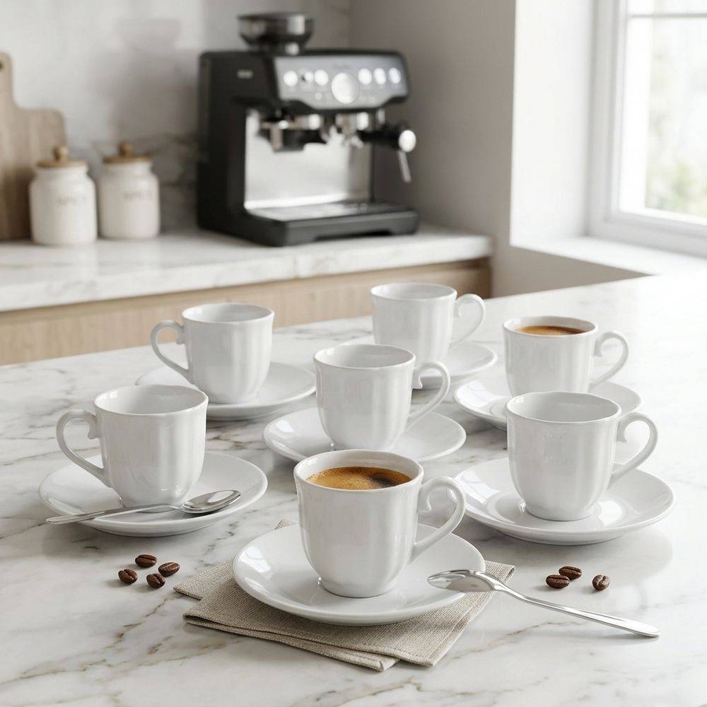 Set 6 Tazzine da Caffè con piattino in Porcellana Roma