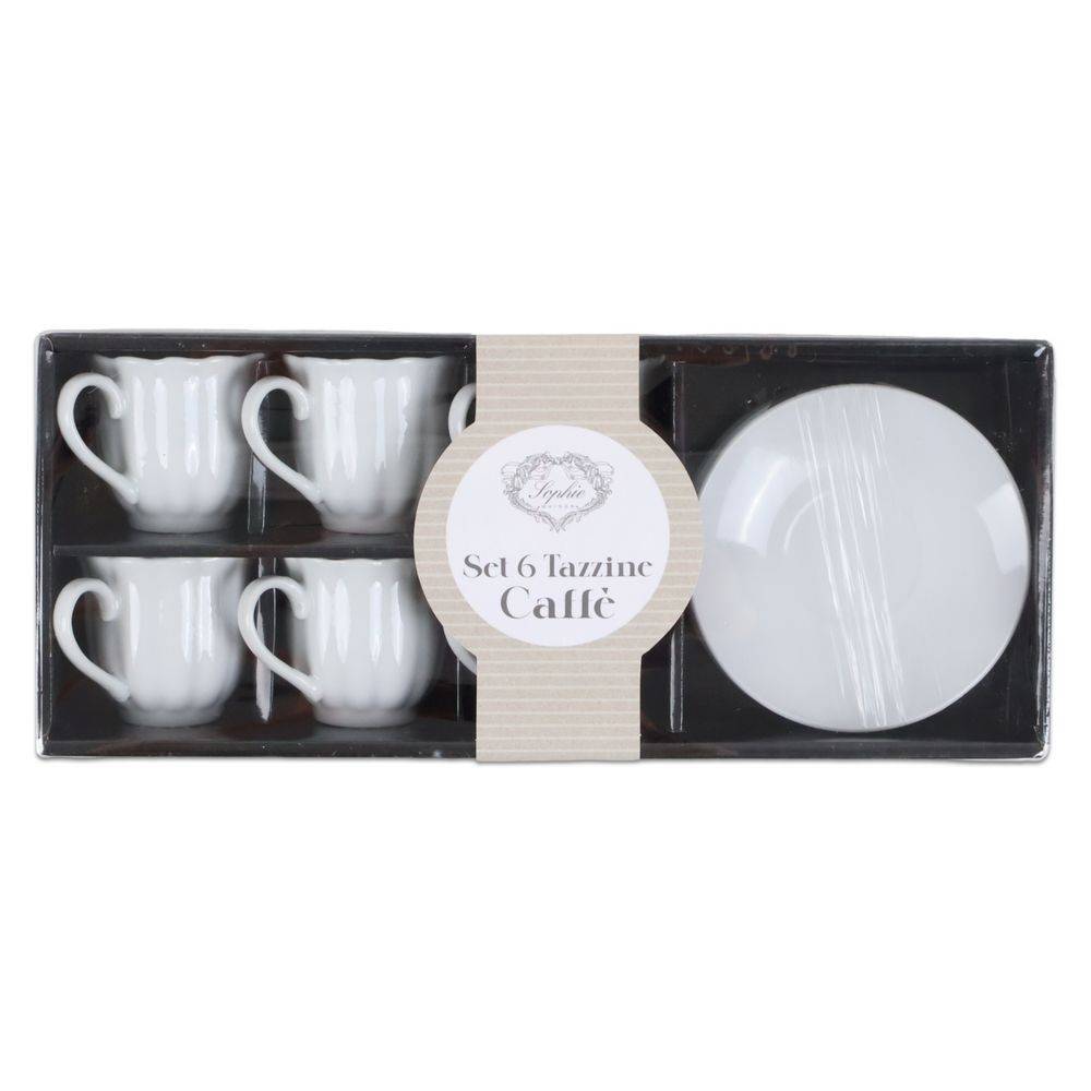 Set 6 Tazzine da Caffè con piattino in Porcellana Roma