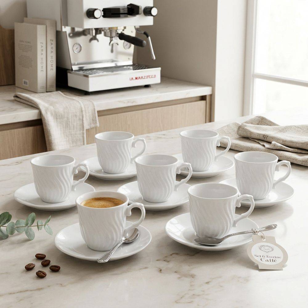 Set 6 Tazzine da Caffè con piattino in Porcellana Palermo