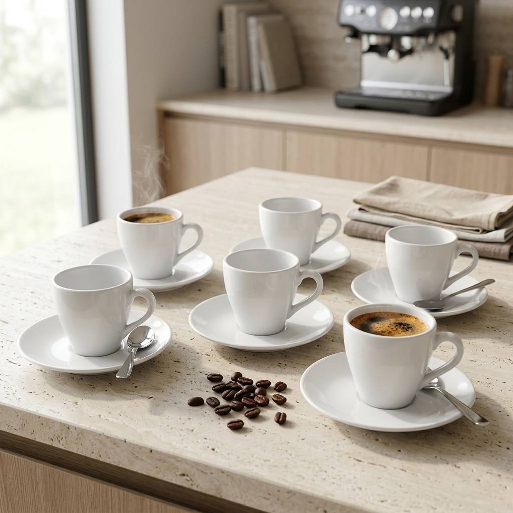 Set 6 Tazzine da Caffè con piattino in Porcellana Milano