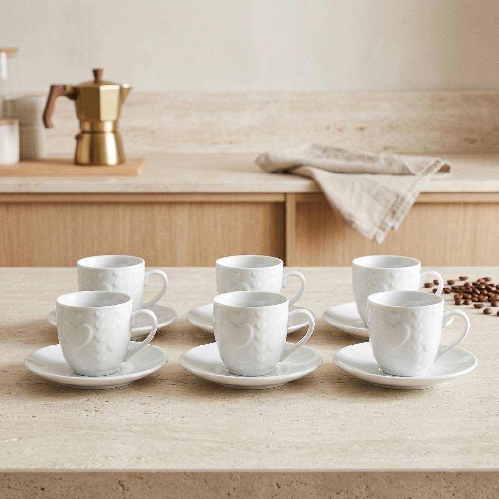 Set 6 Tazzine da Caffè con piattino in Porcellana Verona