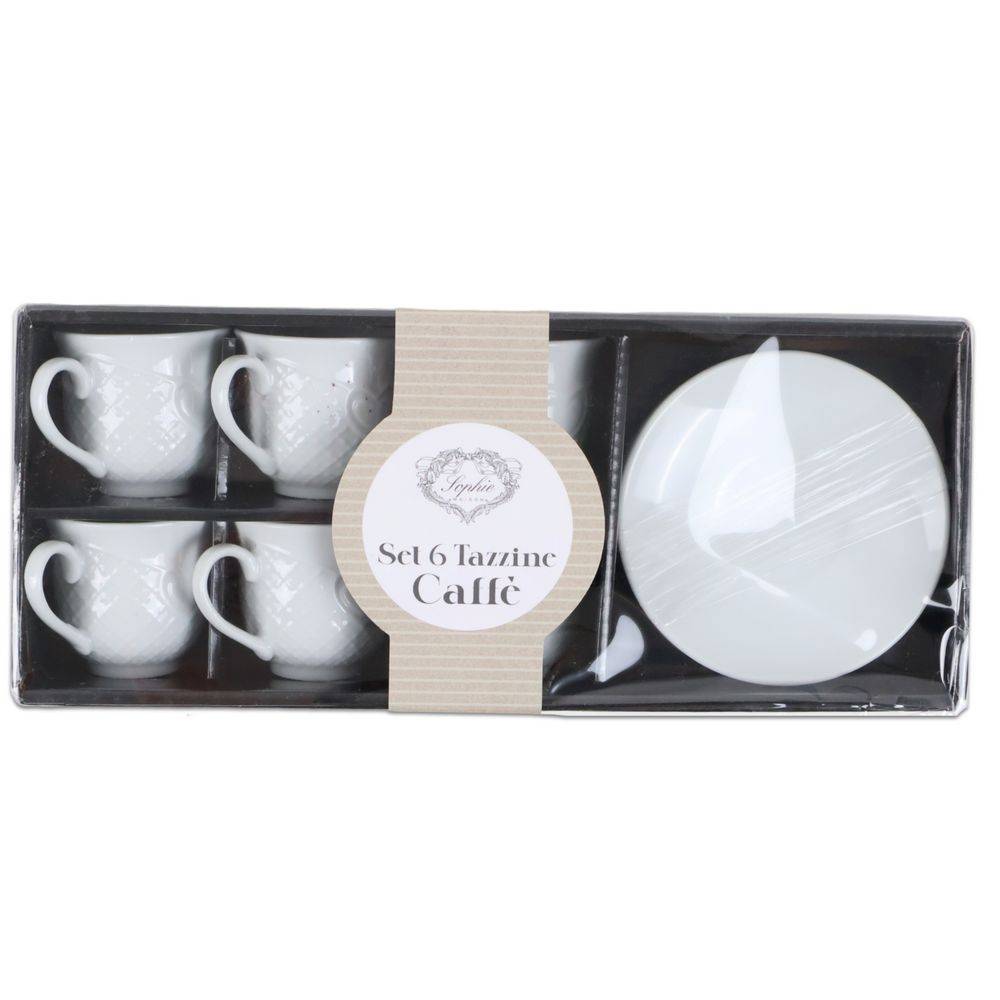 Set 6 Tazzine da Caffè con piattino in Porcellana Trento