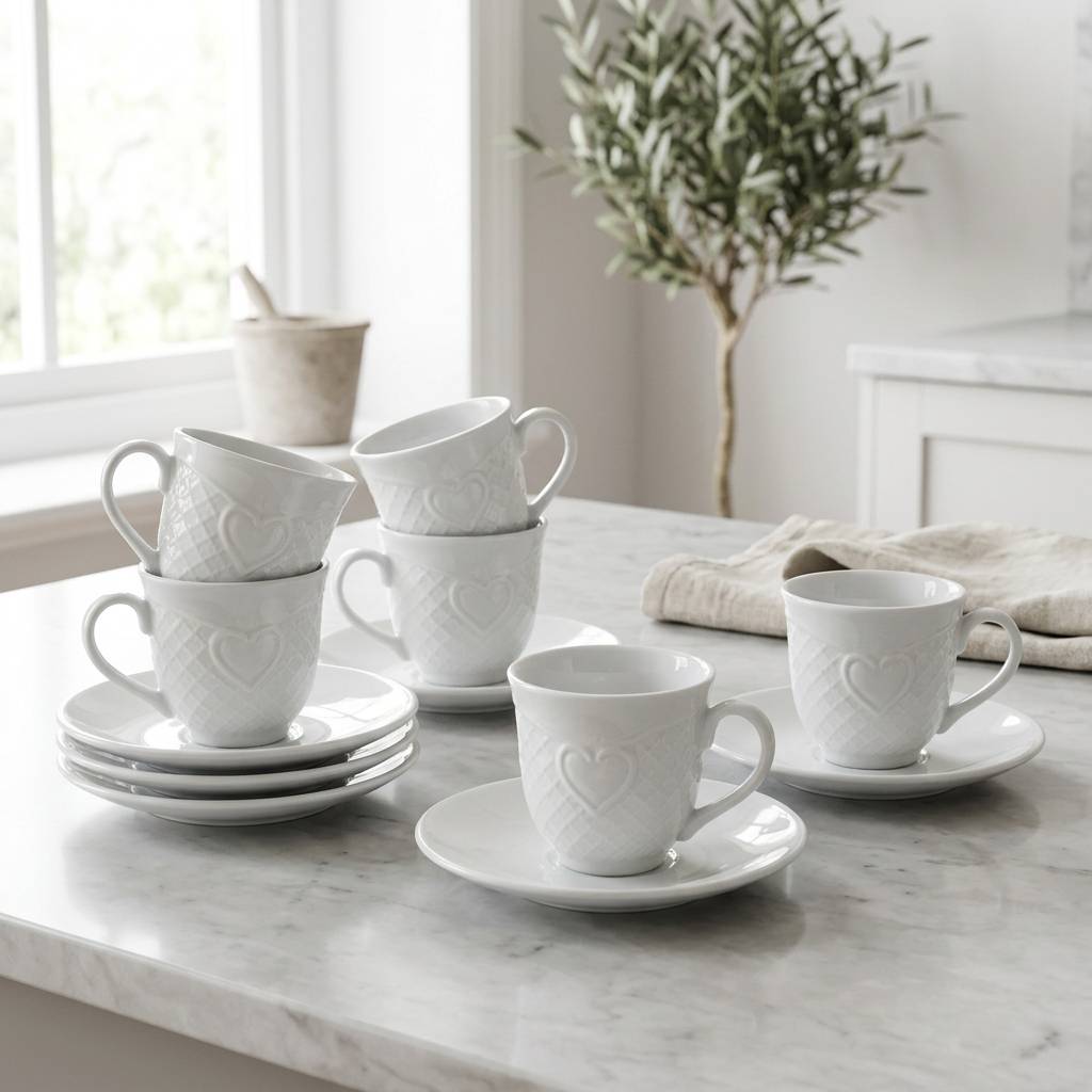 Set 6 Tazzine da Caffè con piattino in Porcellana Trento