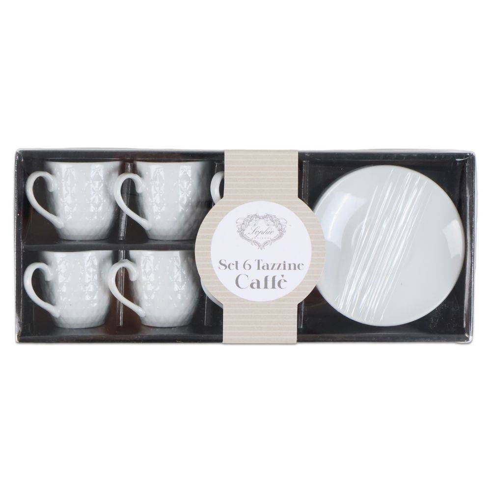 Set 6 Tazzine da Caffè con piattino in Porcellana Firenze