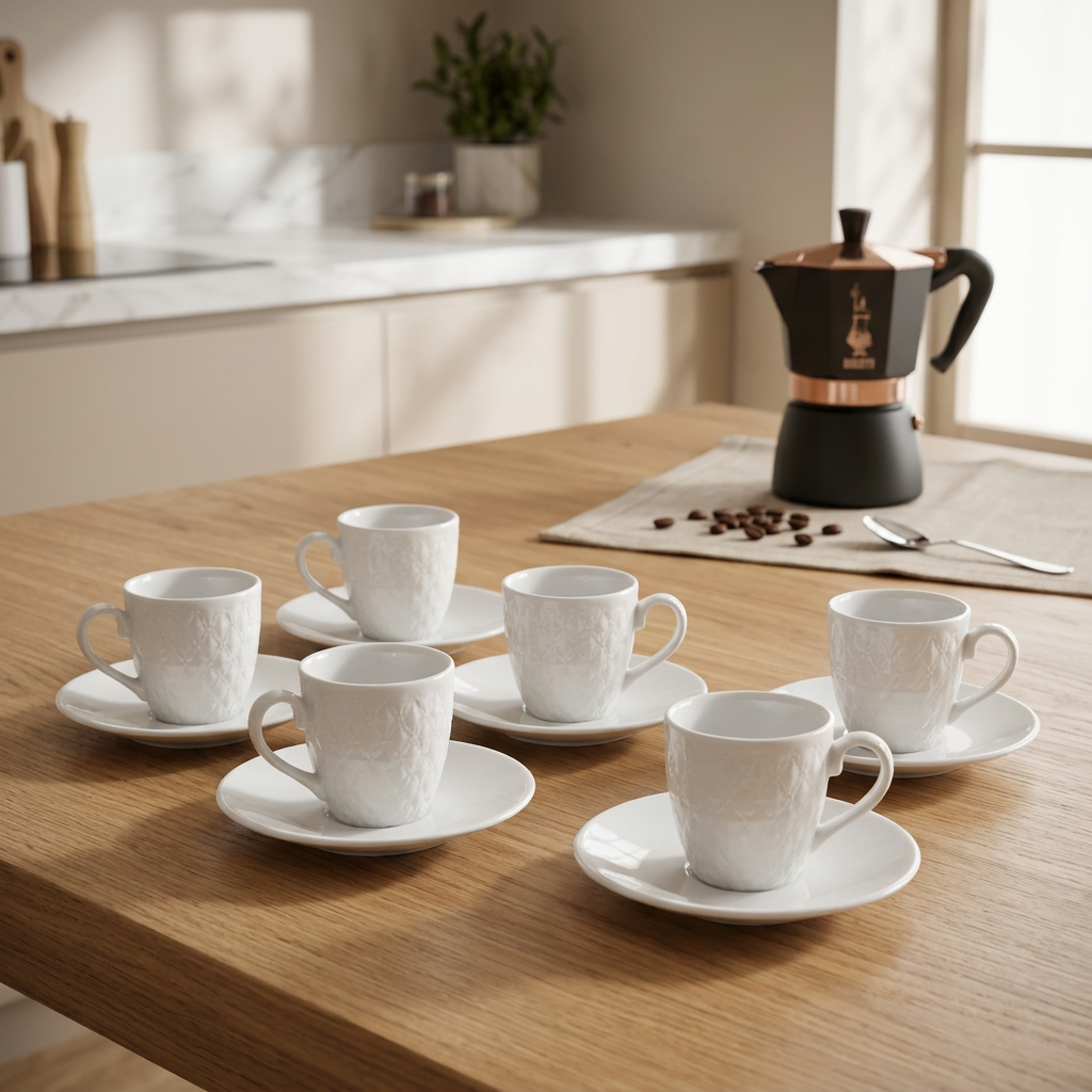 Set 6 Tazzine da Caffè con piattino in Porcellana Firenze