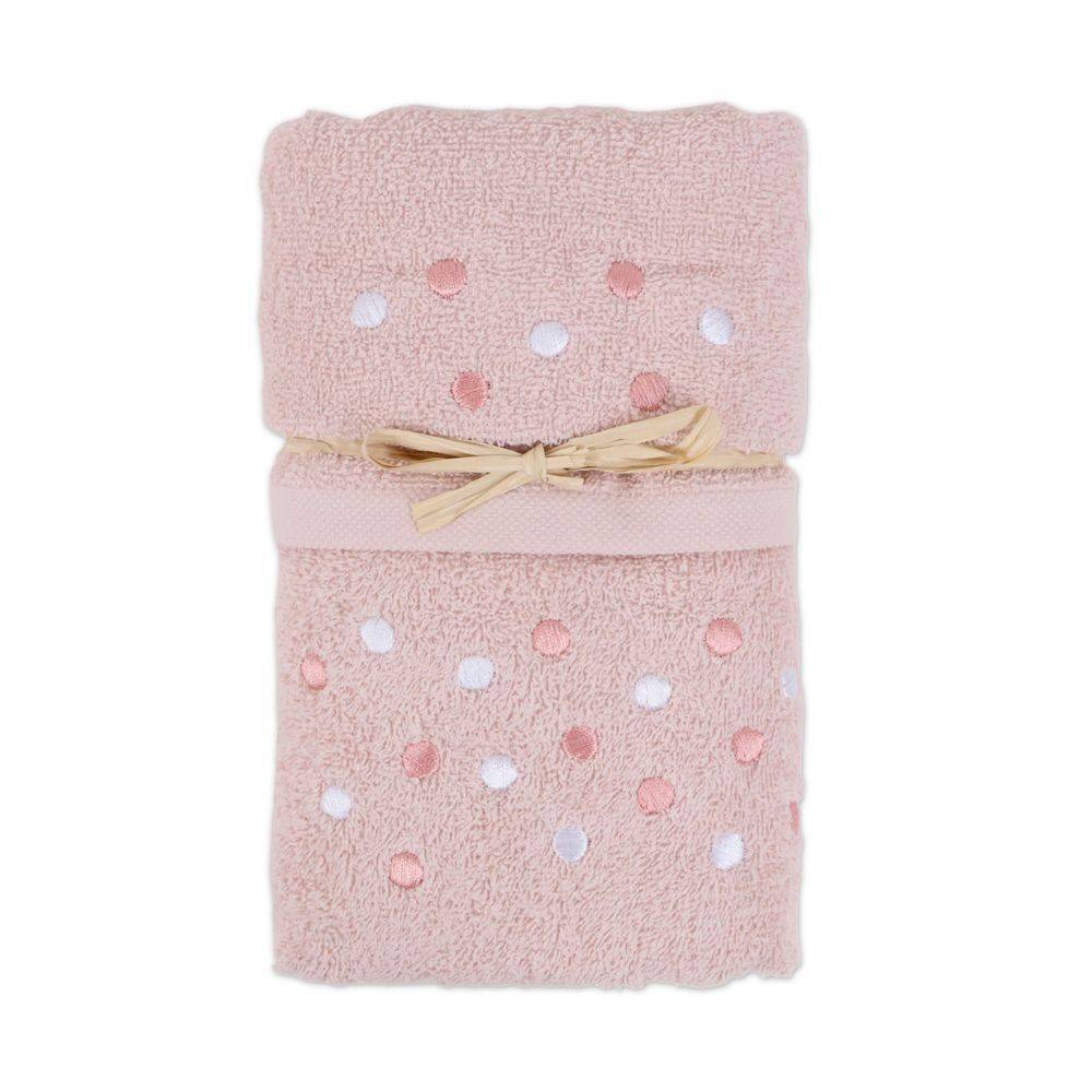 Coppia asciugamani Ricamati Pois Rosa