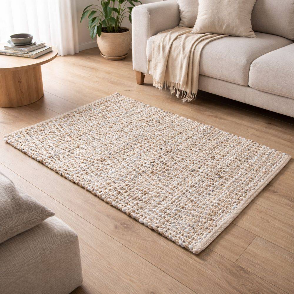 Tappeto Leather in Pelle e Yuta Naturale 70 x 120