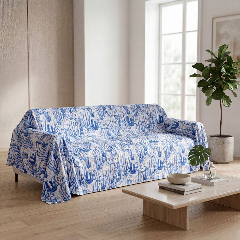 Copridivano Copritutto cotone leggero Tenger Blu 170 x 295