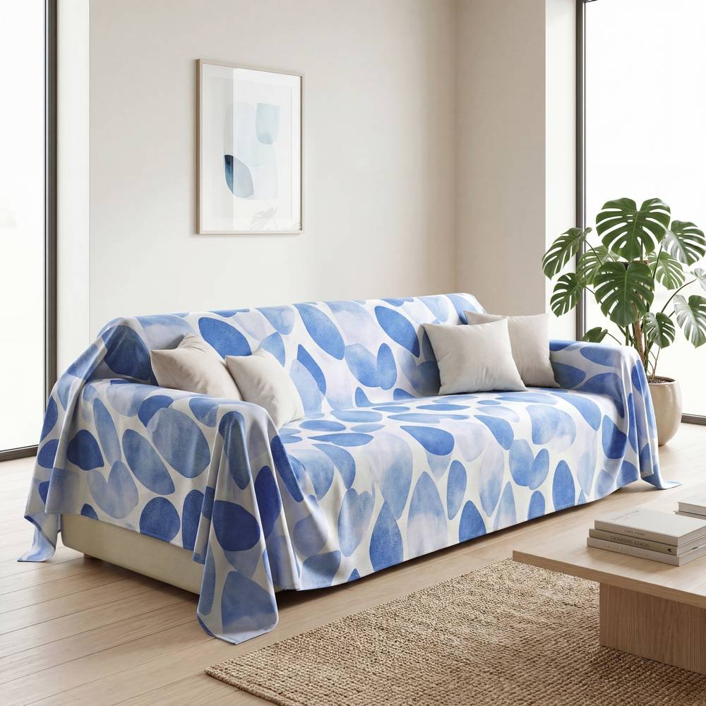 Copridivano Copritutto cotone leggero Quenty Blu 260 x 295