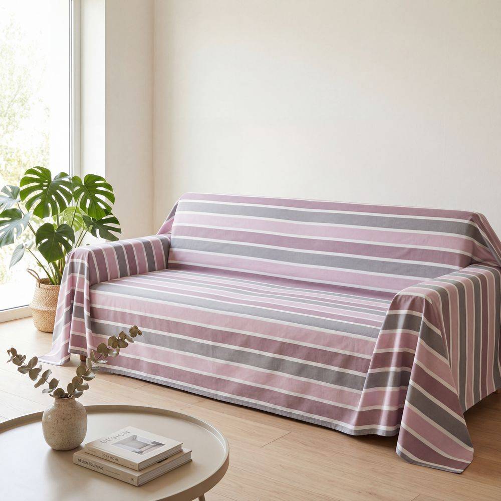 Copridivano Copritutto cotone leggero Long rosa 260 x 295