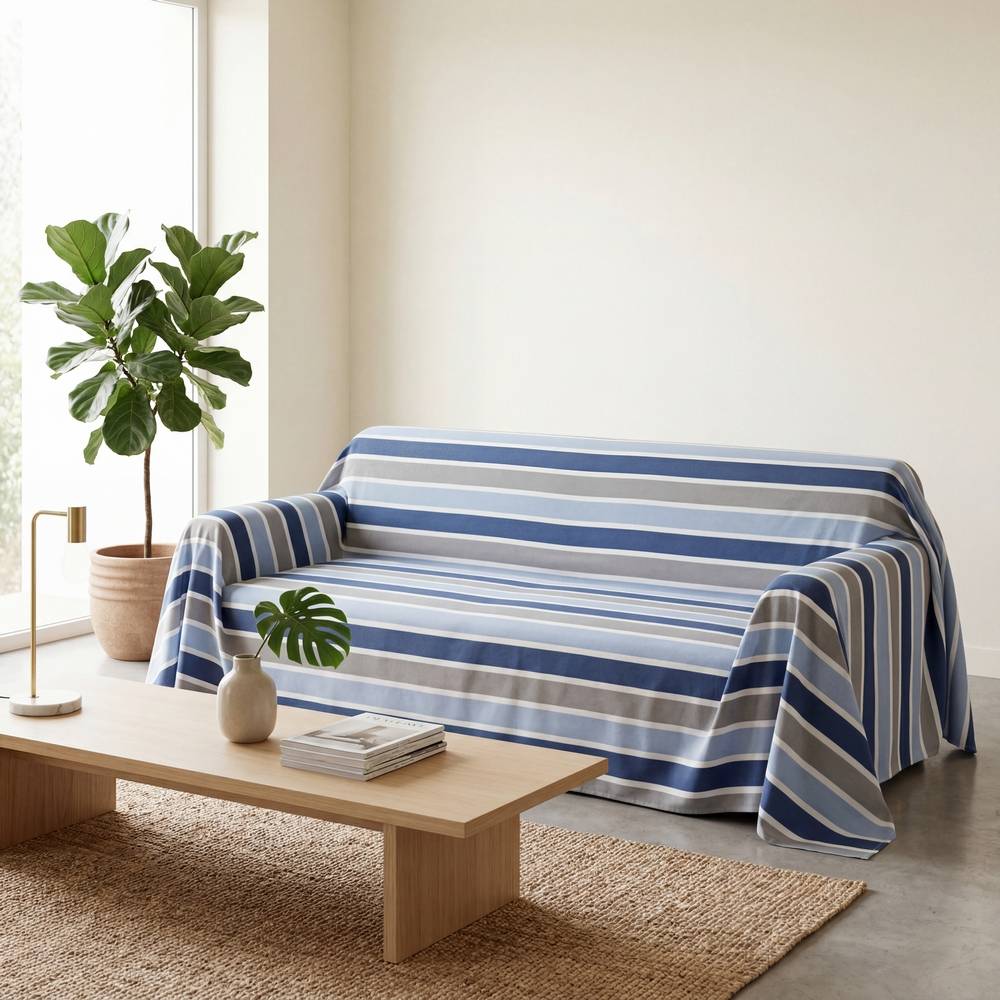 Copridivano Copritutto cotone leggero Long Blu 170 x 295