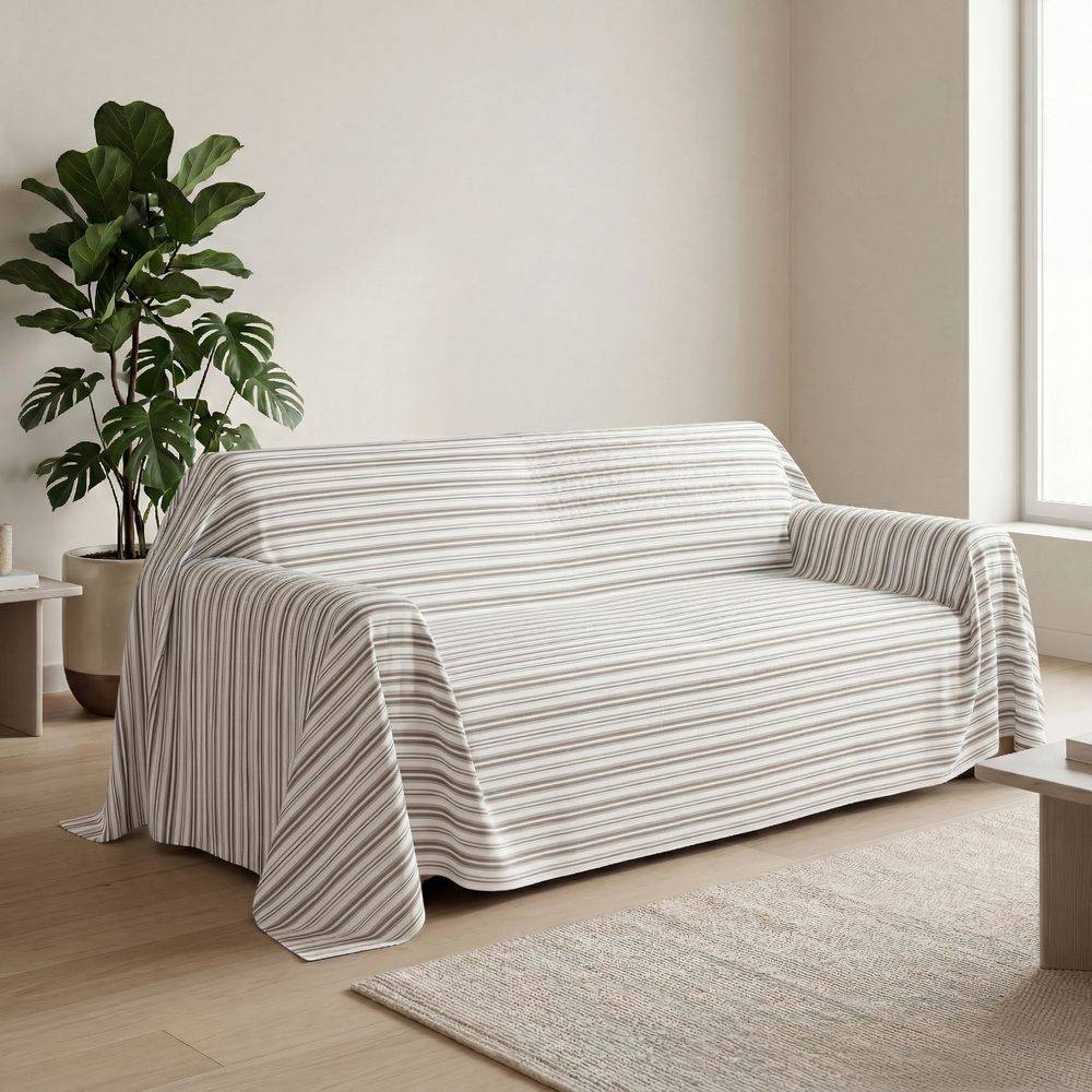 Copridivano Copritutto cotone leggero Linnet Tortora 170 x 295
