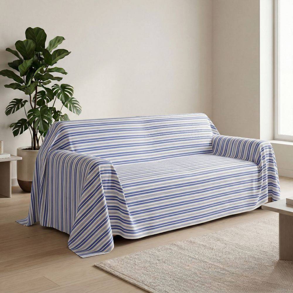 Copridivano Copritutto cotone leggero Linnet Blu 170 x 295
