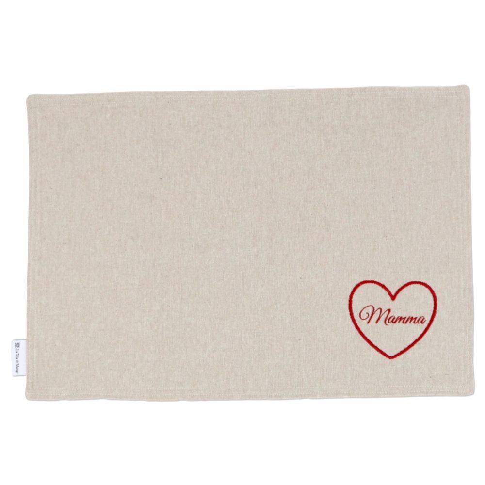 Tovaglietta Americana in Cotone Cuore Rosso Ricamato Personalizzata