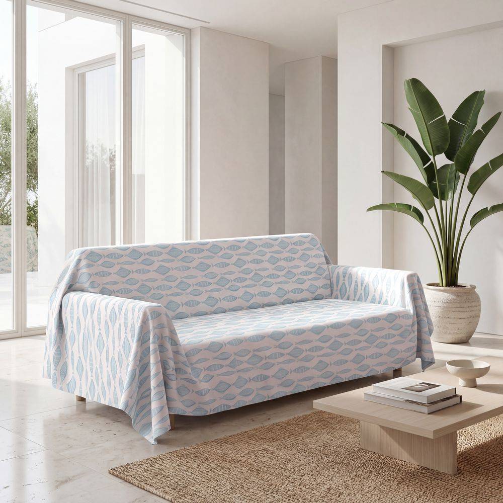 Copridivano copritutto cotone leggero Merida pesci tiffany 260 x 295