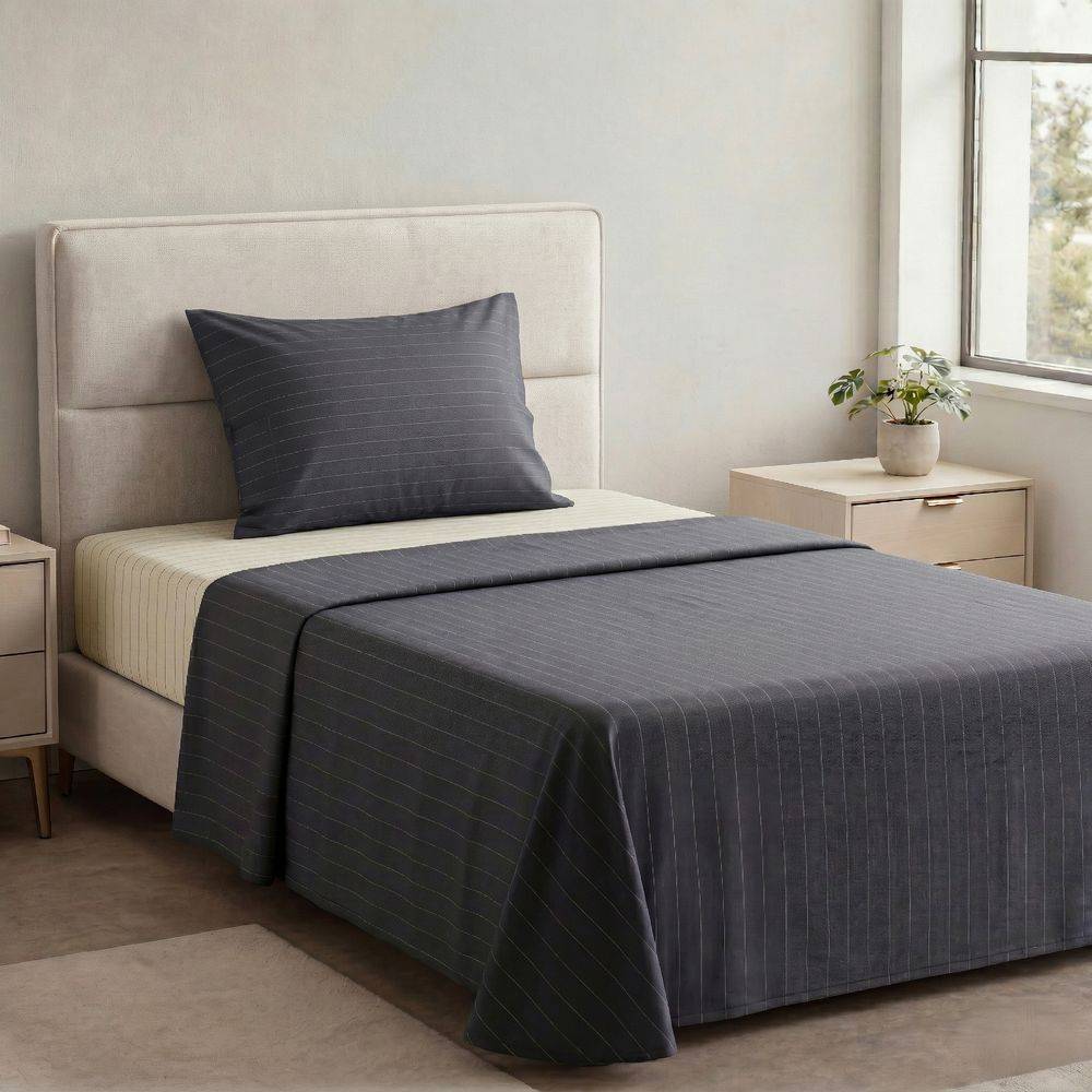 Completo Lenzuola Listra Blu Singolo