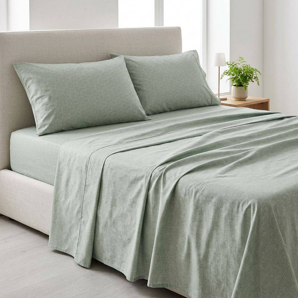 Completo Lenzuola Minimal Soft Sage Verde Matrimoniale