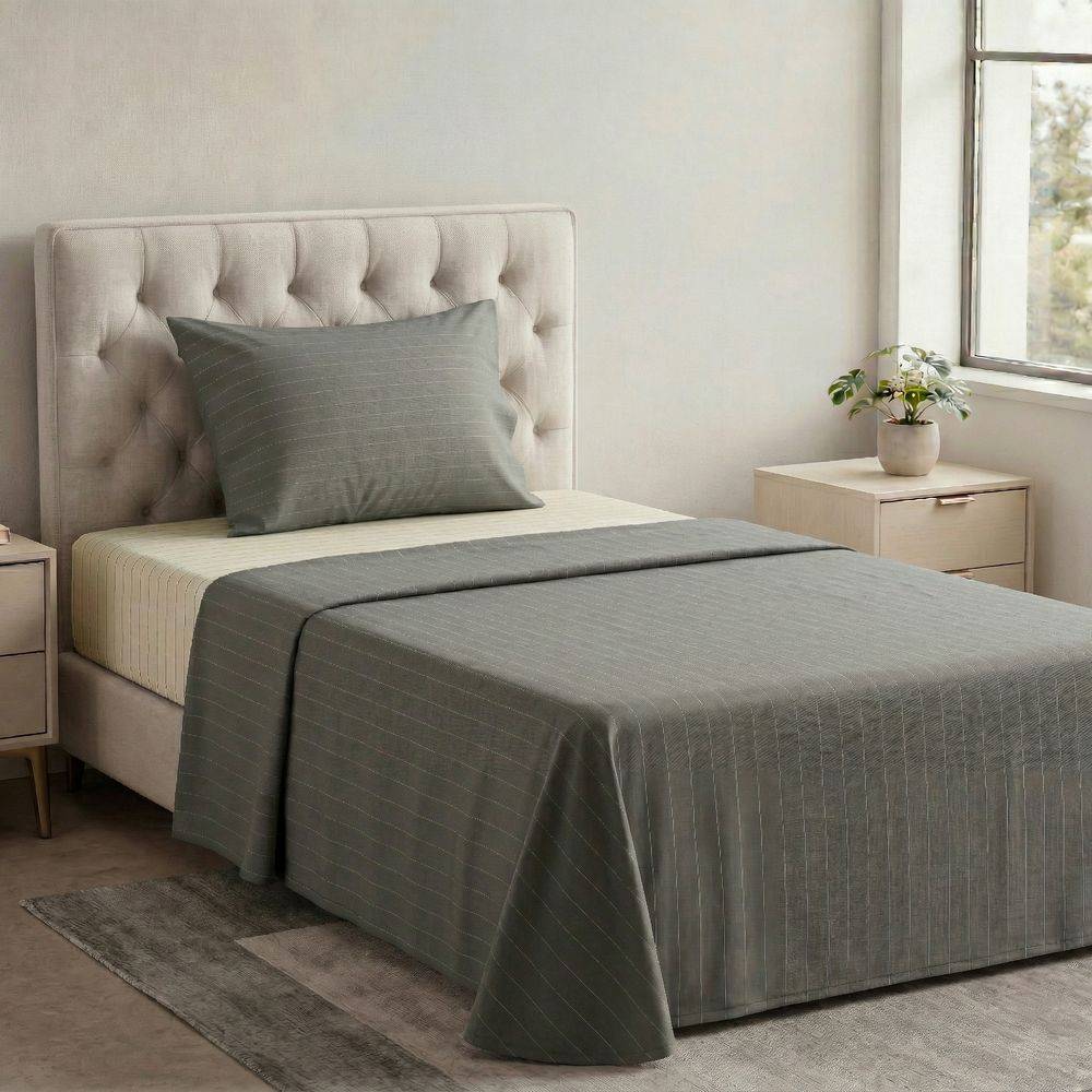 Completo Lenzuola Listra Grigio Singolo
