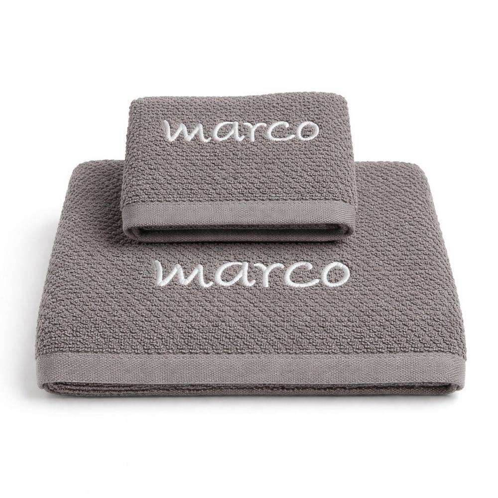 Coppia asciugamani chicco di riso grigio fumo Personalizzato