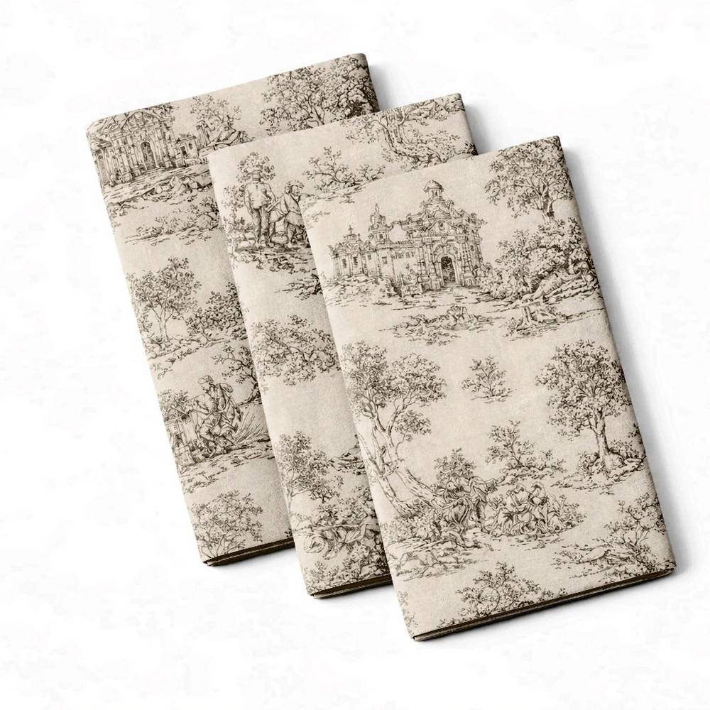Tovagliolo su misura Toile de Jouy Tortora fondo Panna